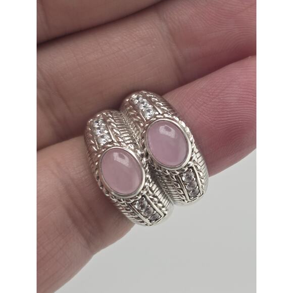 JUDITH RIPKA STERLING SILVER 925 DOUBLE ROSE QUARTZ AND RING SIZE 6 - Picture 1 of 16